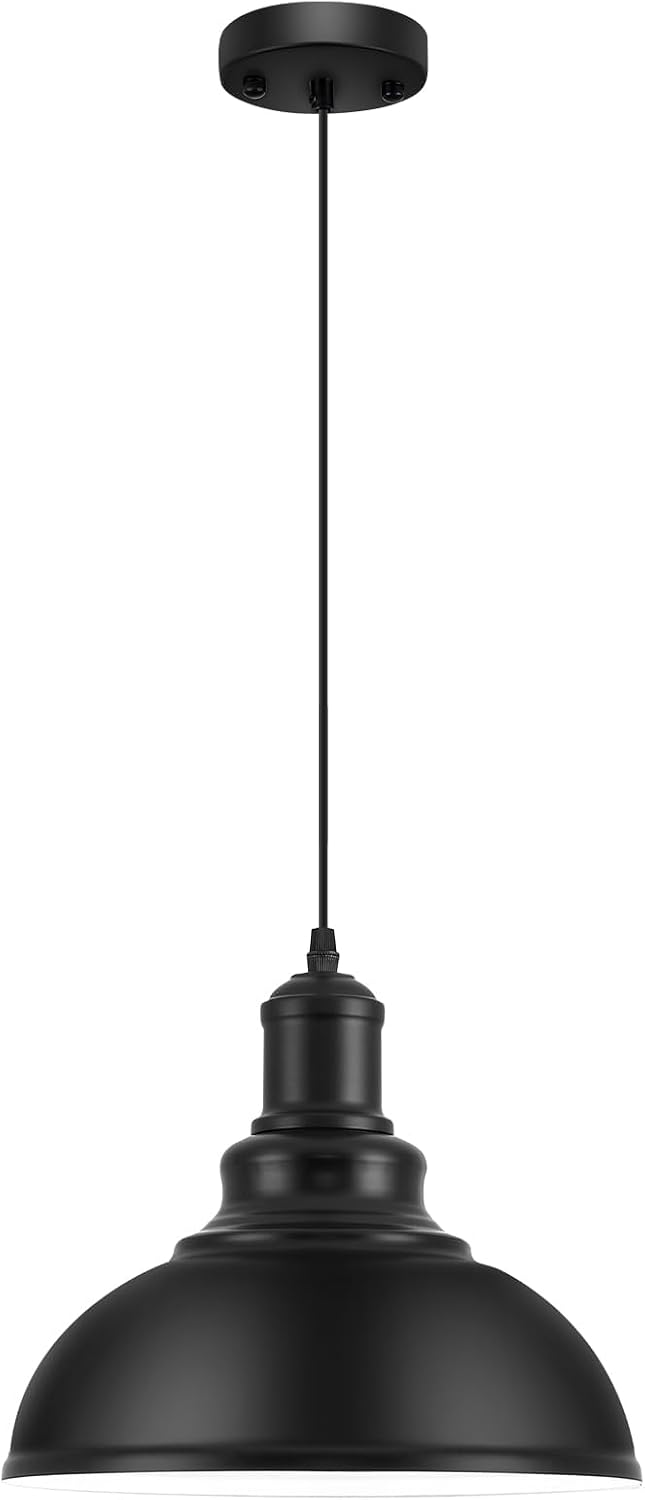 Farmhouse Matte Black Metal Pendant Light