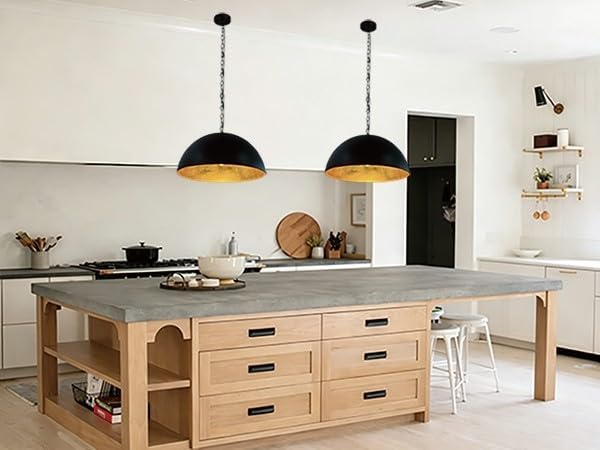 Black Gold Interior Dome Pendant Light