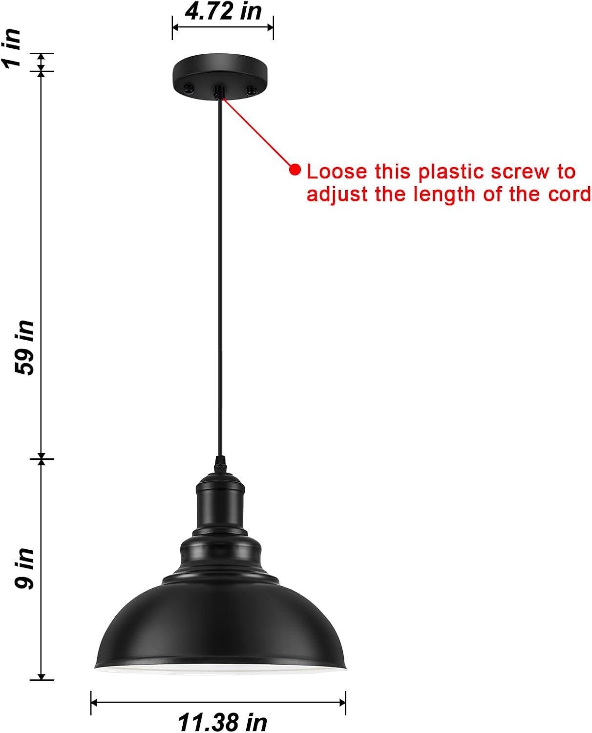 Farmhouse Matte Black Metal Pendant Light