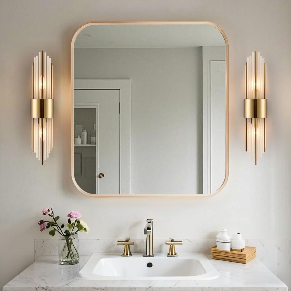 2-Pack Gold Crystal Wall Sconces