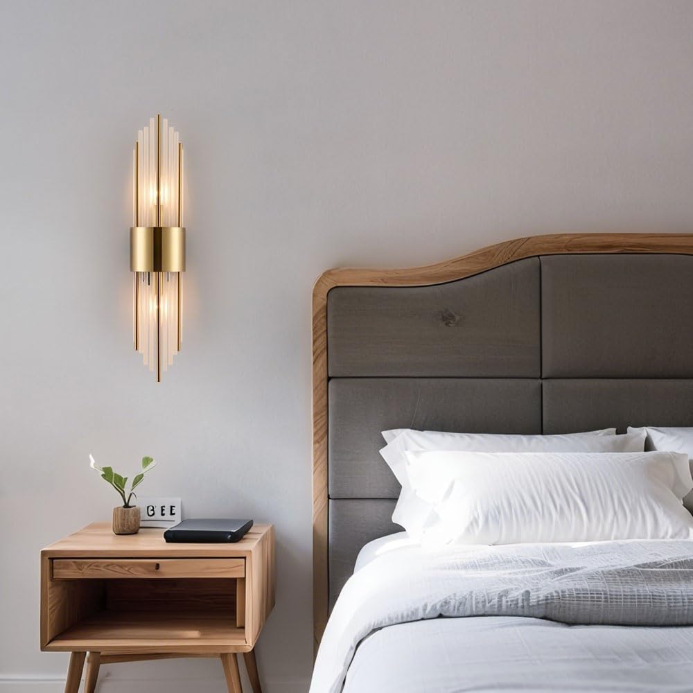 2-Pack Gold Crystal Wall Sconces