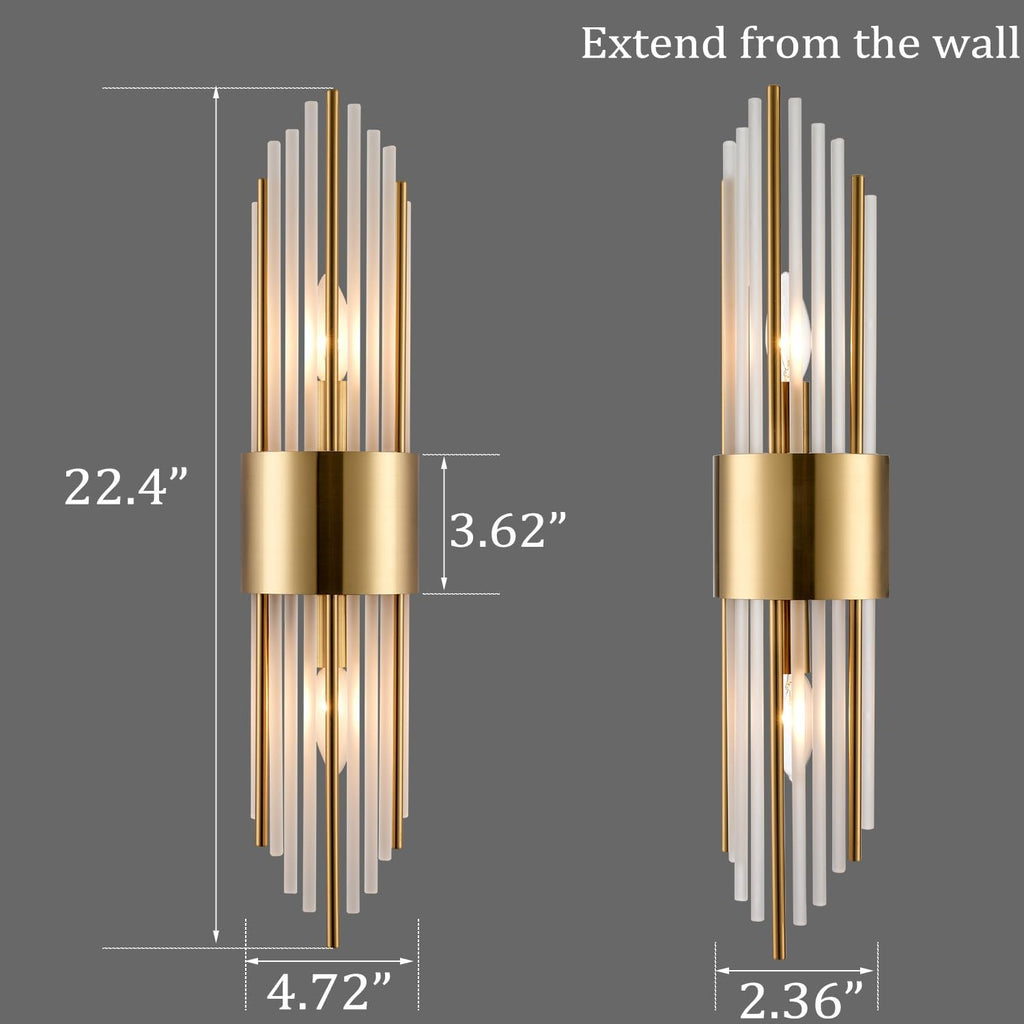 2-Pack Gold Crystal Wall Sconces