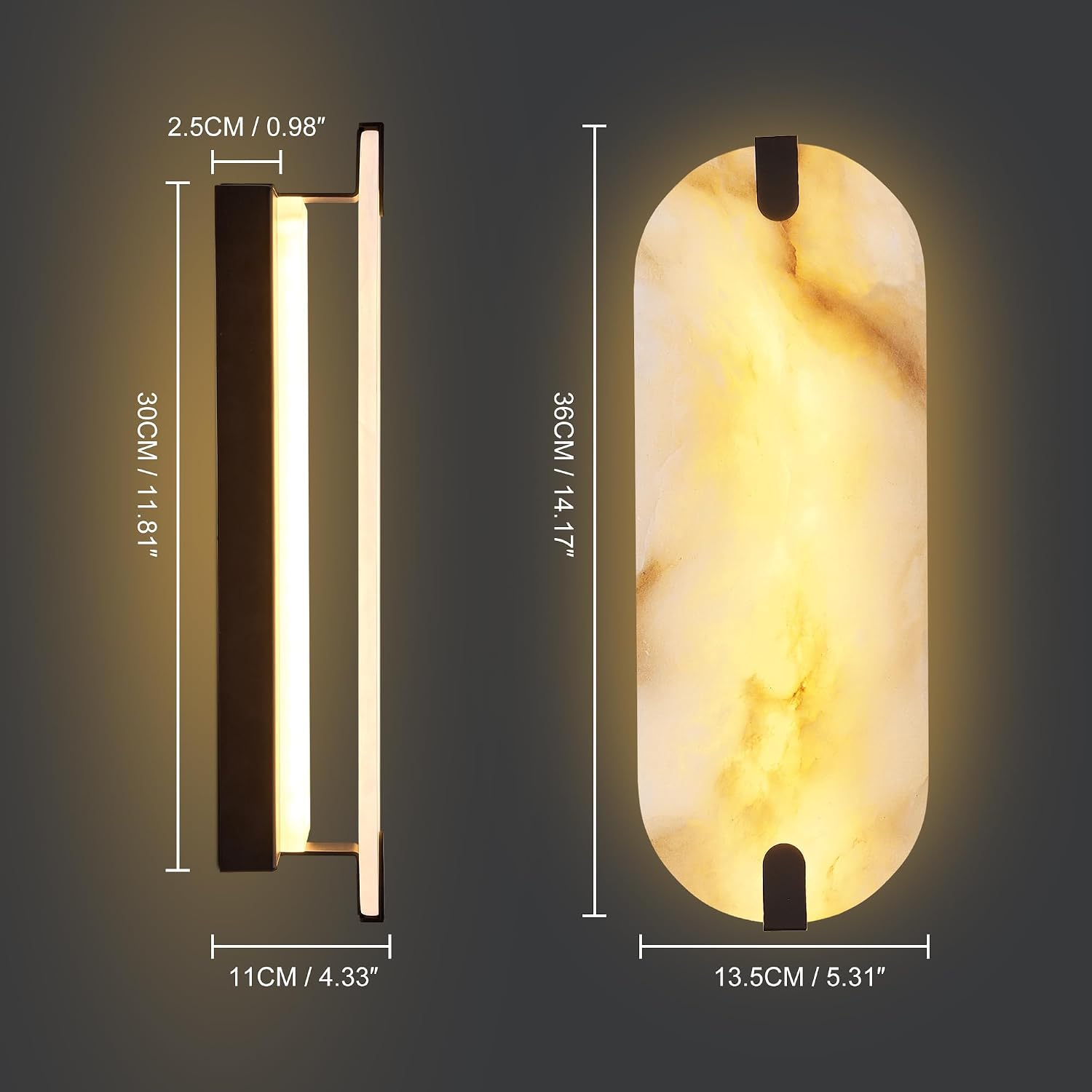 Black Alabaster Marble Wall Sconce
