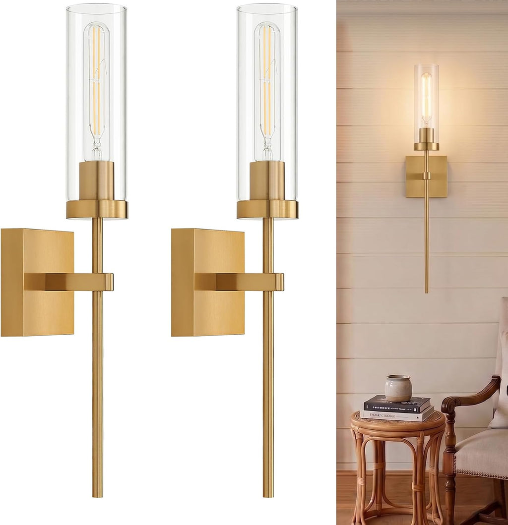 2-Pack Battery Operated Gold Wall Sconces