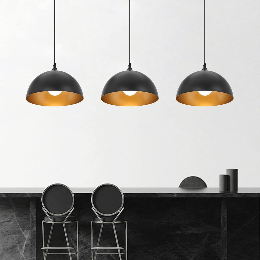 3-Pack Vintage Industrial Dome Pendant Lights