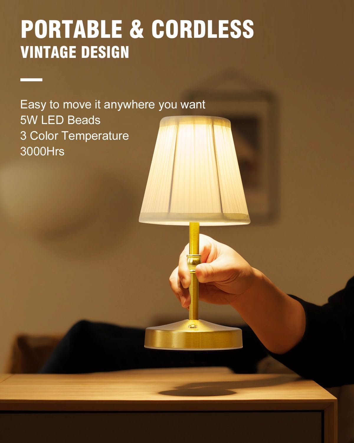 Gold Vintage Rechargeable Mini Table Lamp