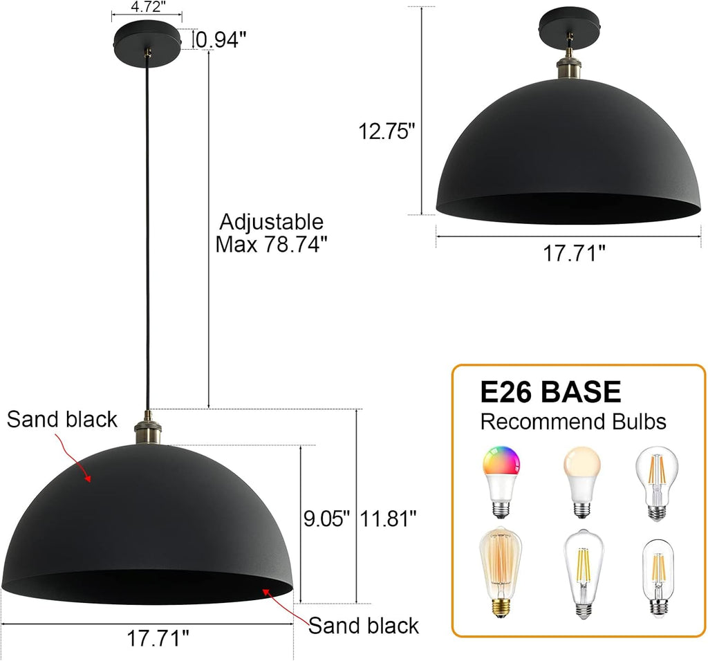 Vintage Industrial Dome Pendant Light