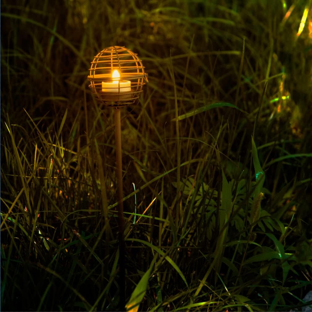 4-Pack Rust Iron Ball Solar Stake Lights
