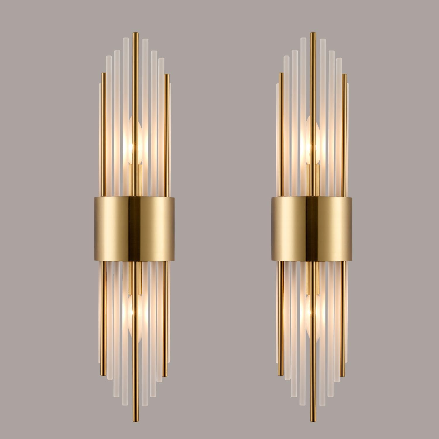 2-Pack Gold Crystal Wall Sconces
