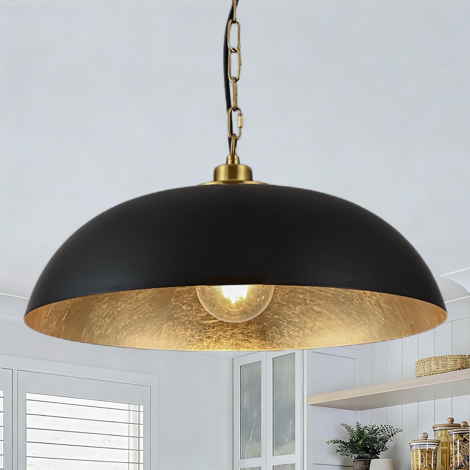 Black Gold Interior Dome Pendant Light