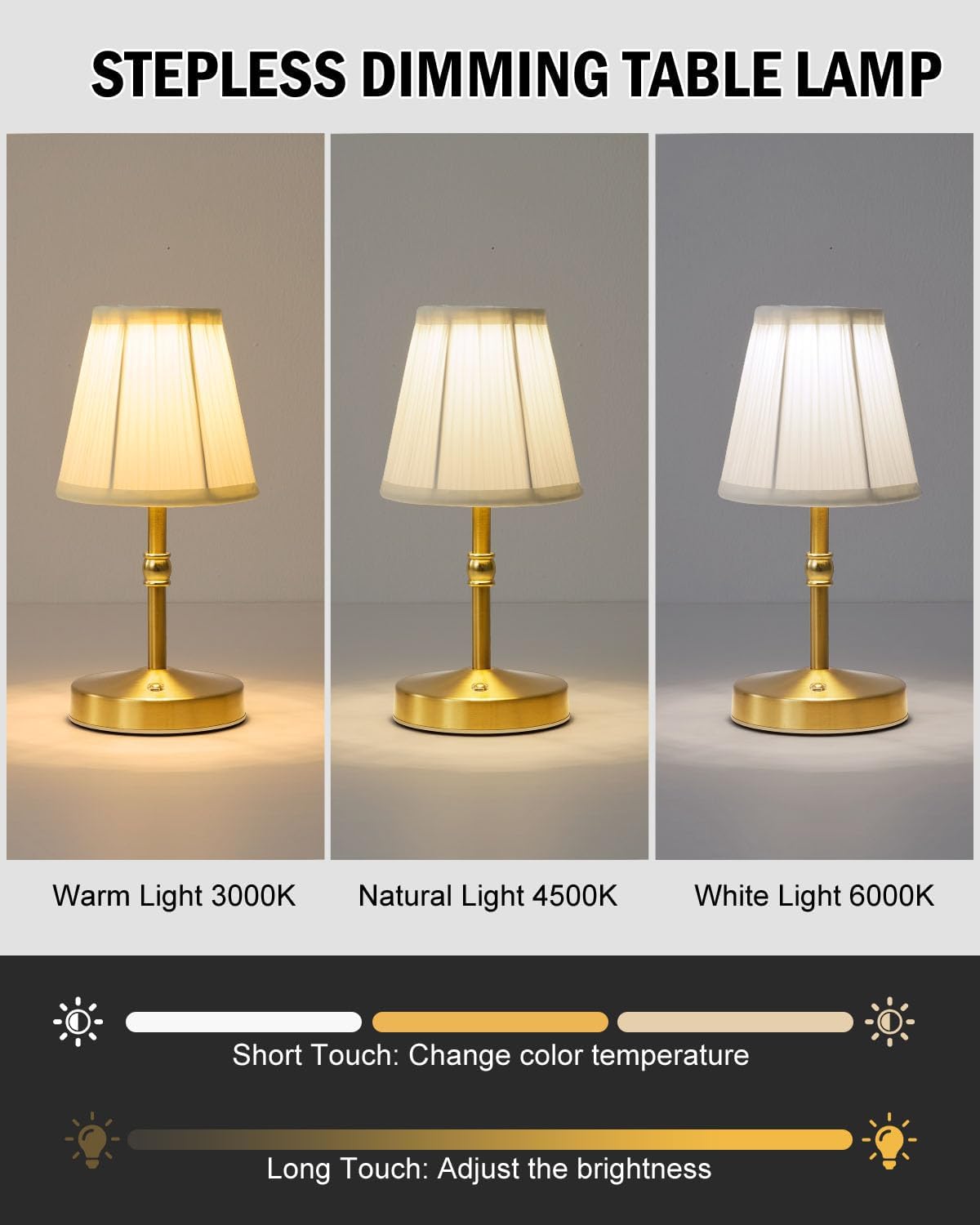 Gold Vintage Rechargeable Mini Table Lamp