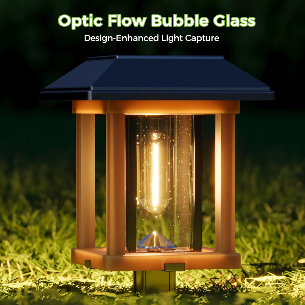 4-Pack Vintage Glass Metal Solar Pathway Lights