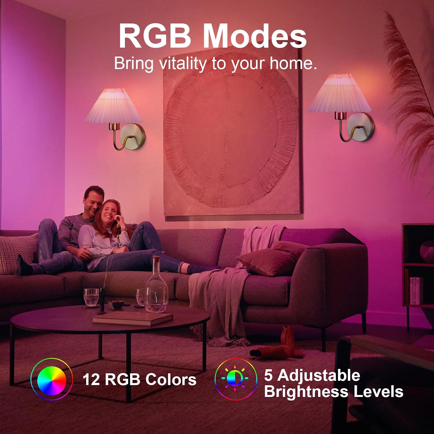 2-Pack RGB Classic Gold Wall Sconces