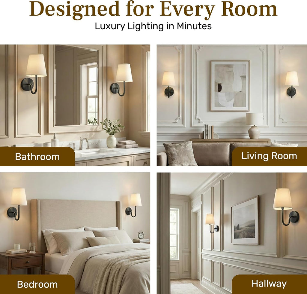 2-Pack Black Rechargeable Wall Sconces