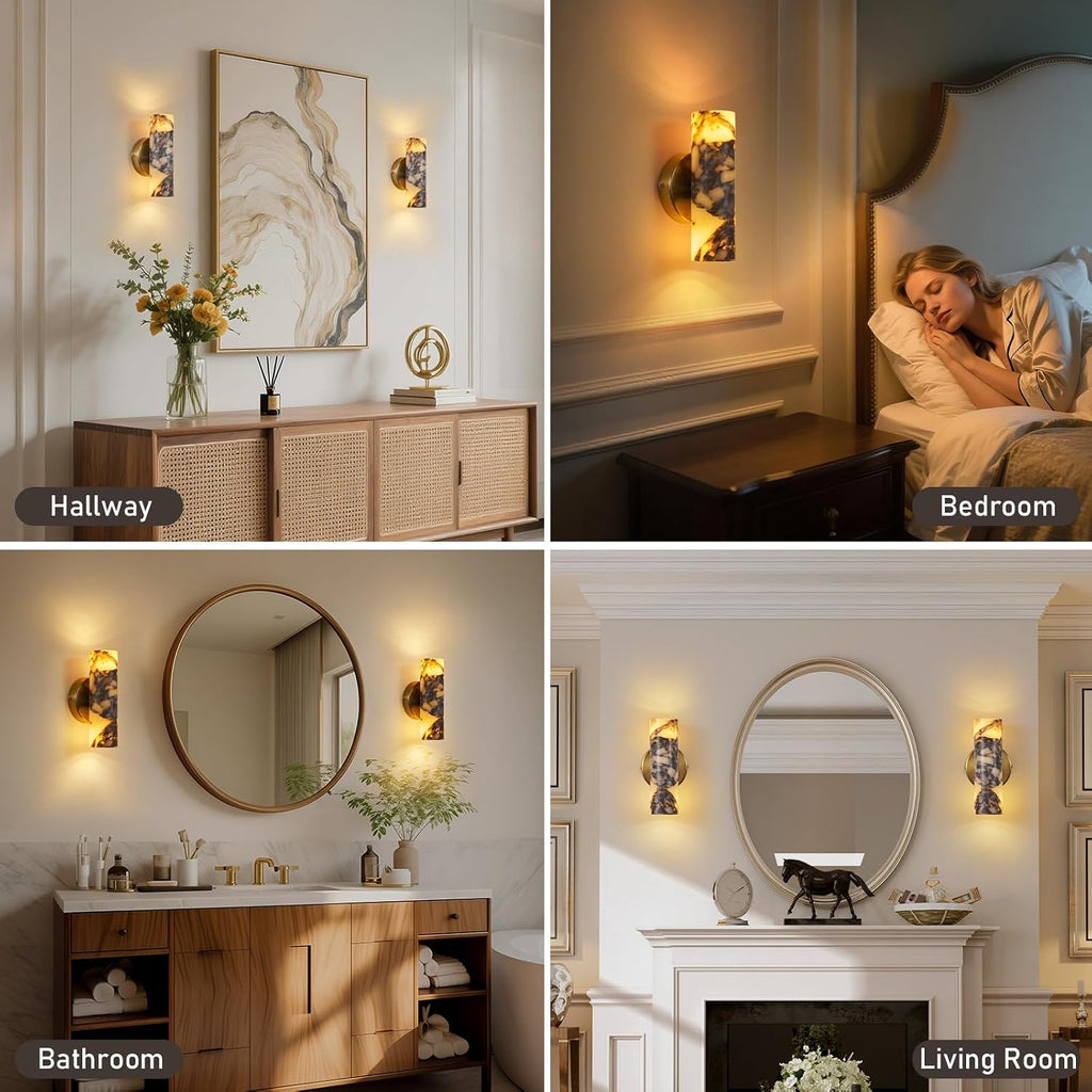 2-Pack Marble Alabaster Wall Sconces