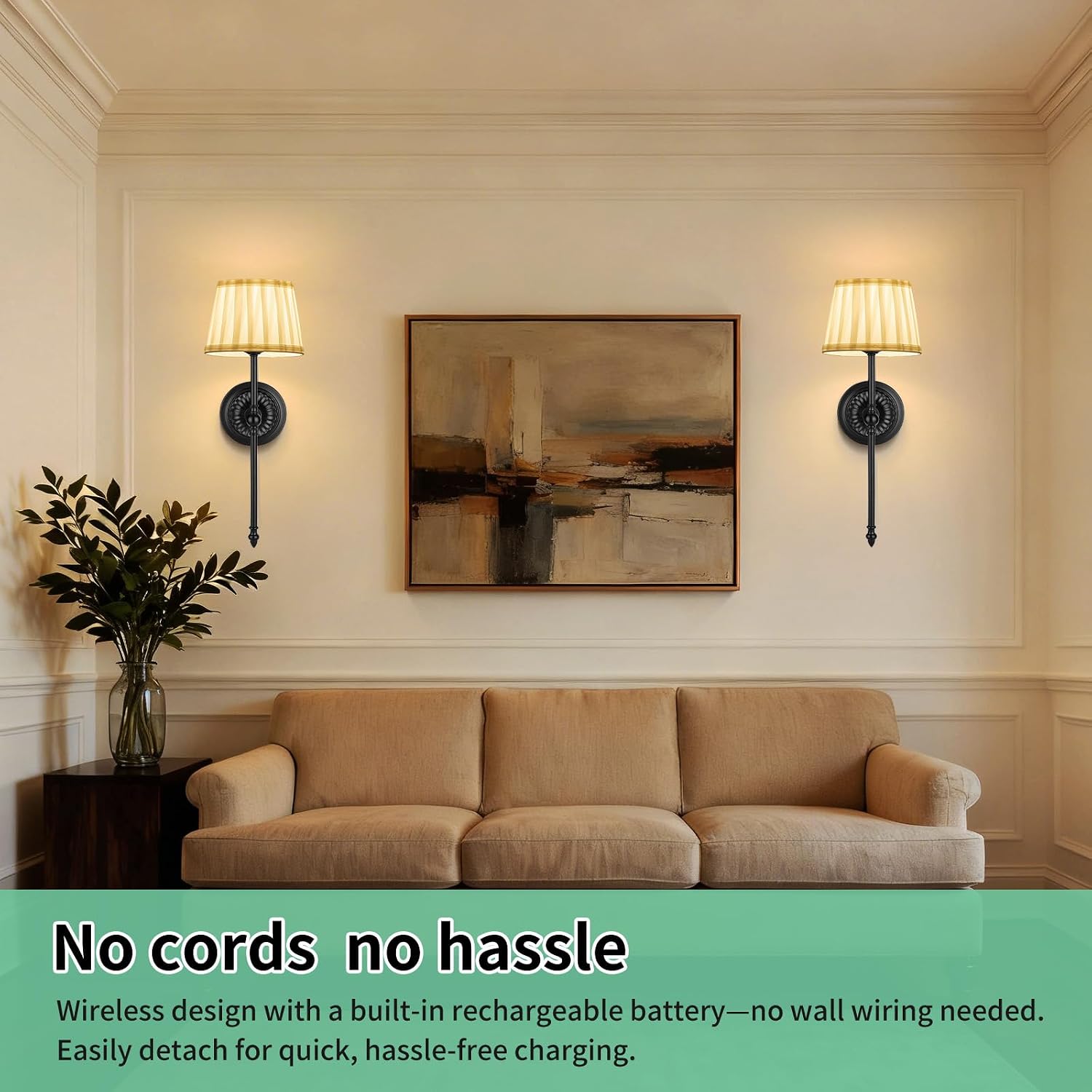 2-Pack RGB Wireless Fabric Wall Sconces