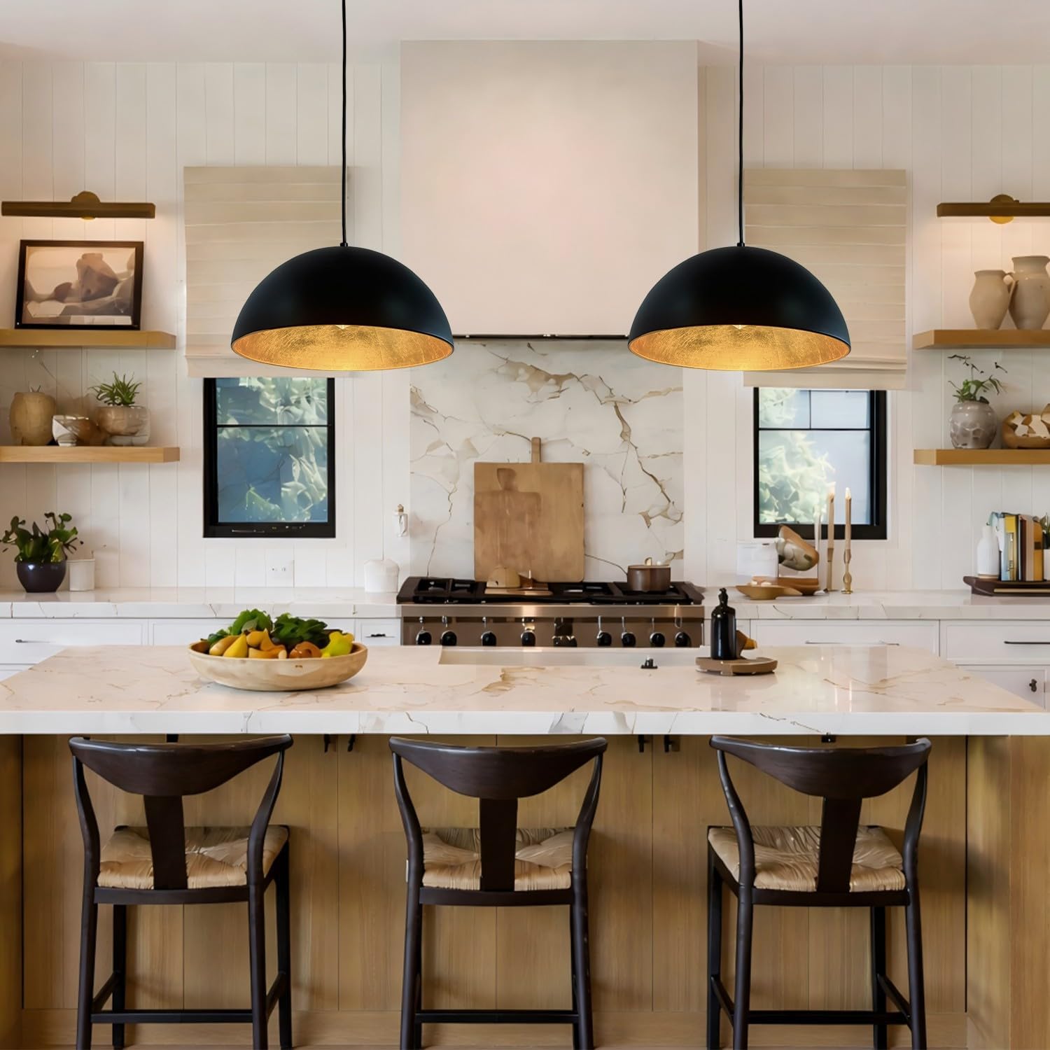 Black Gold Interior Dome Pendant Light