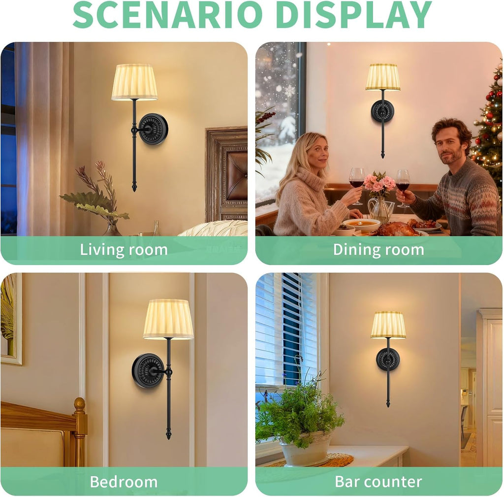 2-Pack RGB Wireless Fabric Wall Sconces