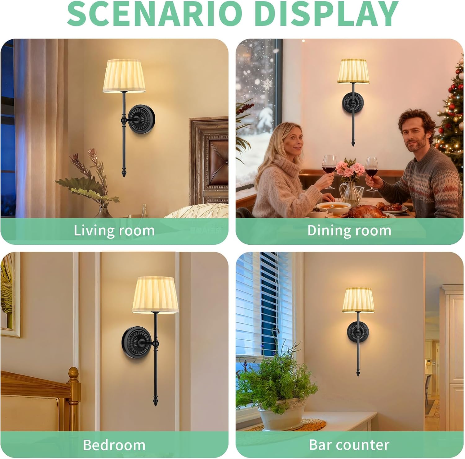 2-Pack RGB Wireless Fabric Wall Sconces