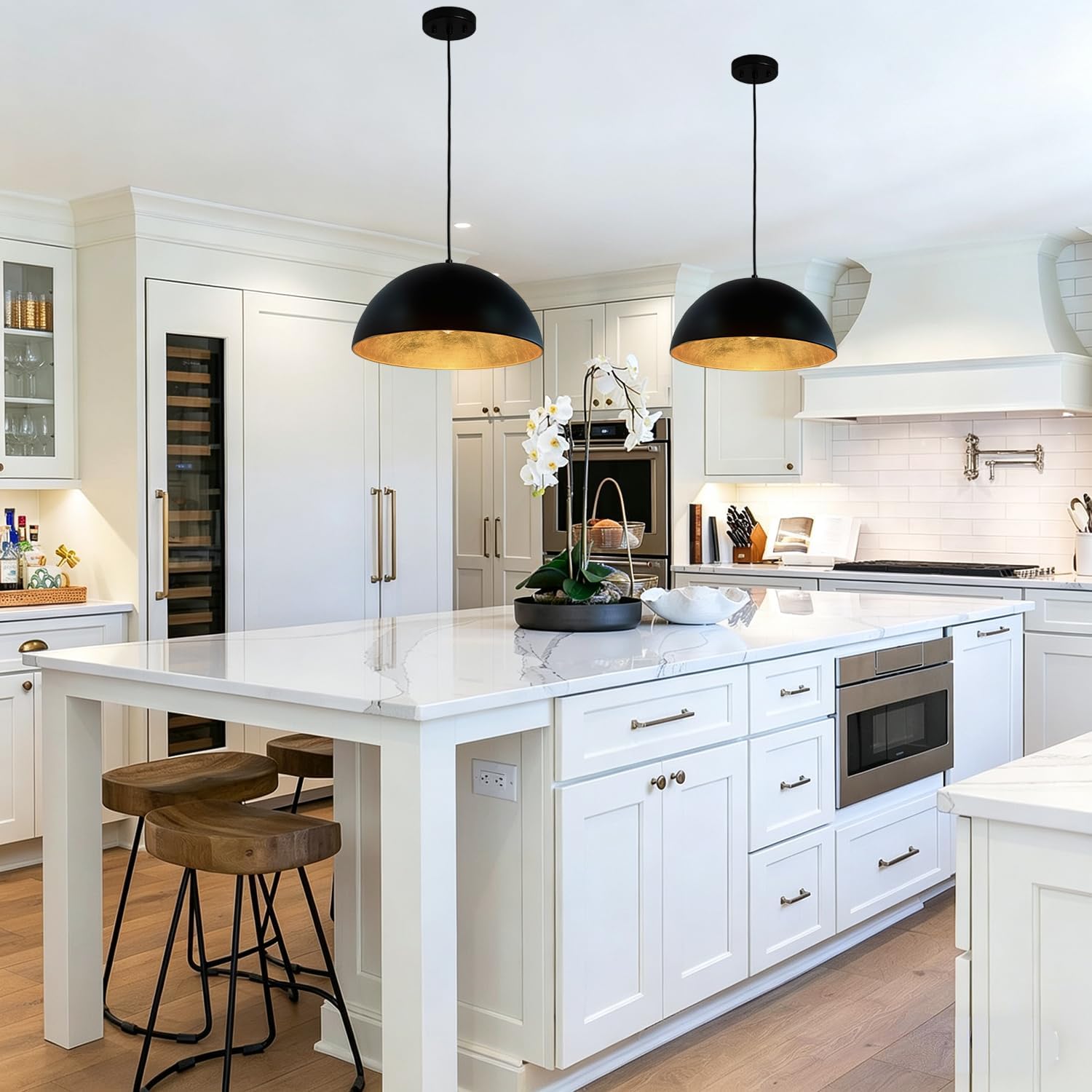 Black Gold Interior Dome Pendant Light