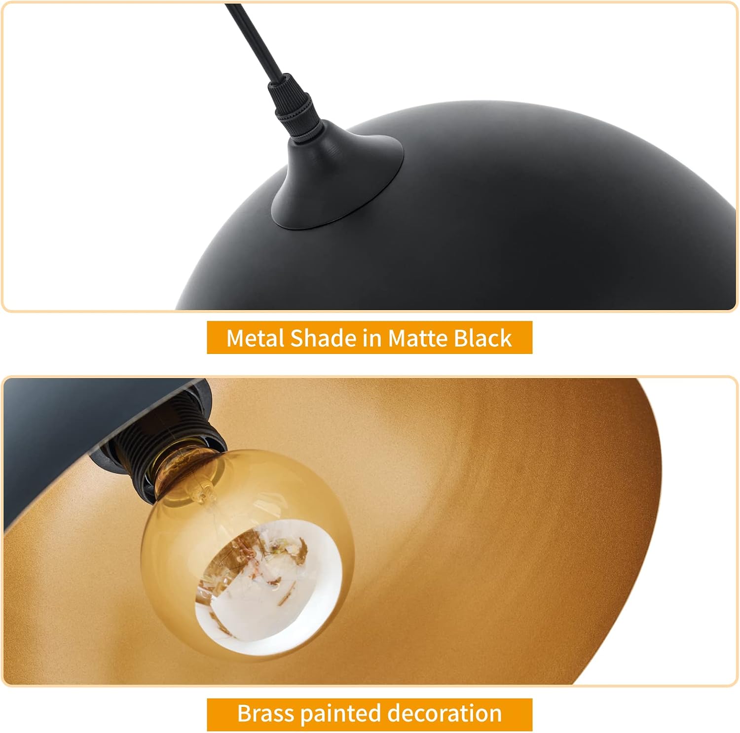 3-Pack Vintage Industrial Dome Pendant Lights