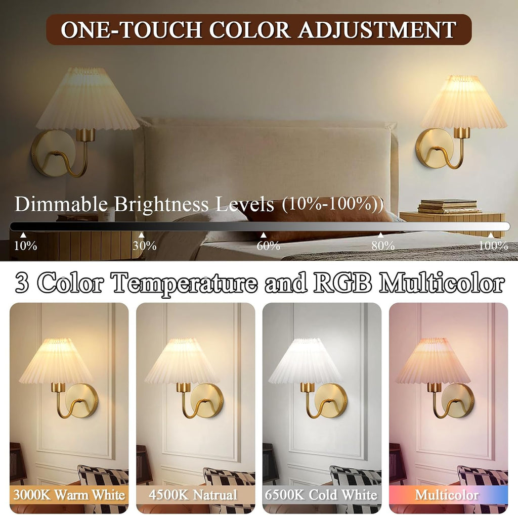 2-Pack RGB Classic Gold Wall Sconces