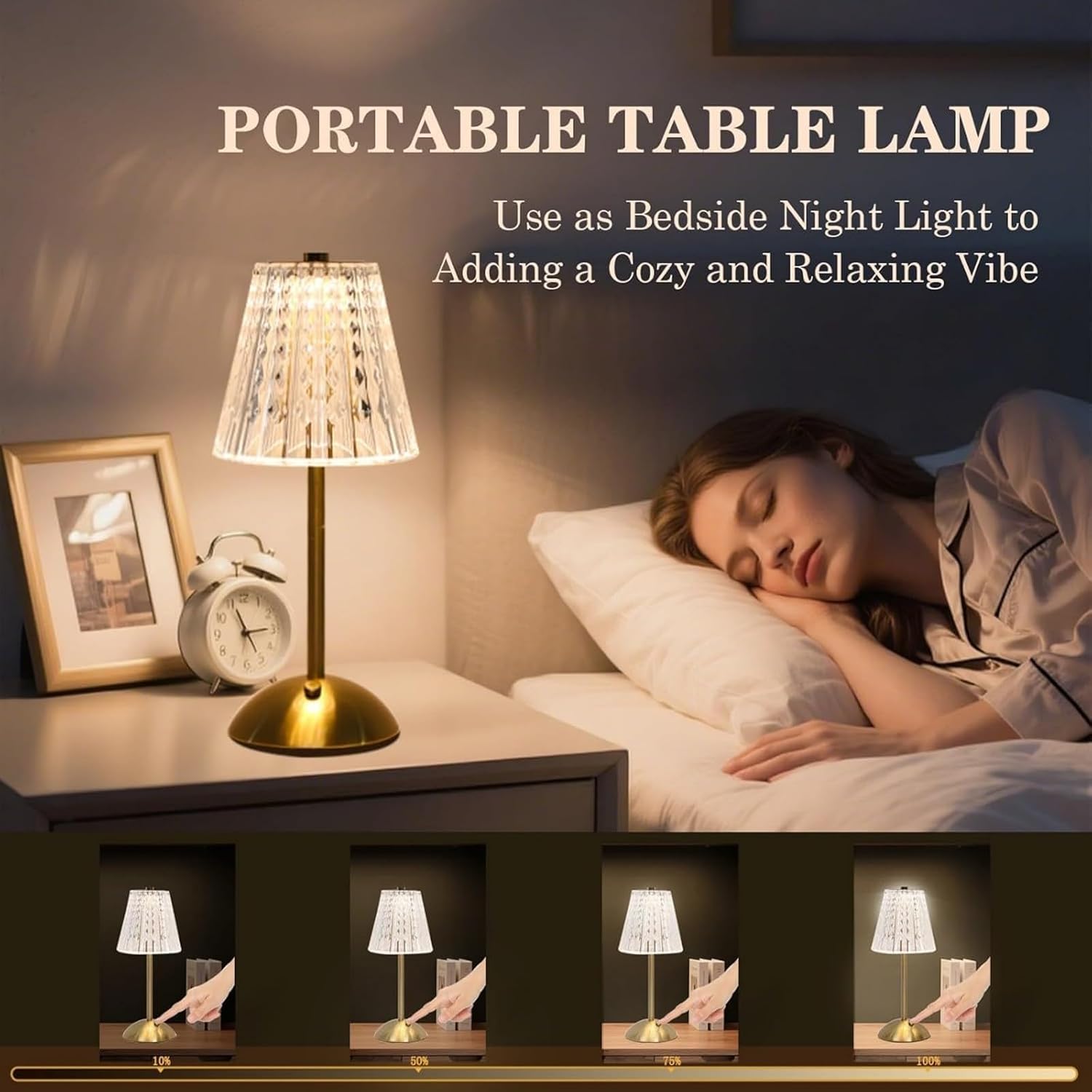 2-Pack Rechargeable Crystal Table Lamps