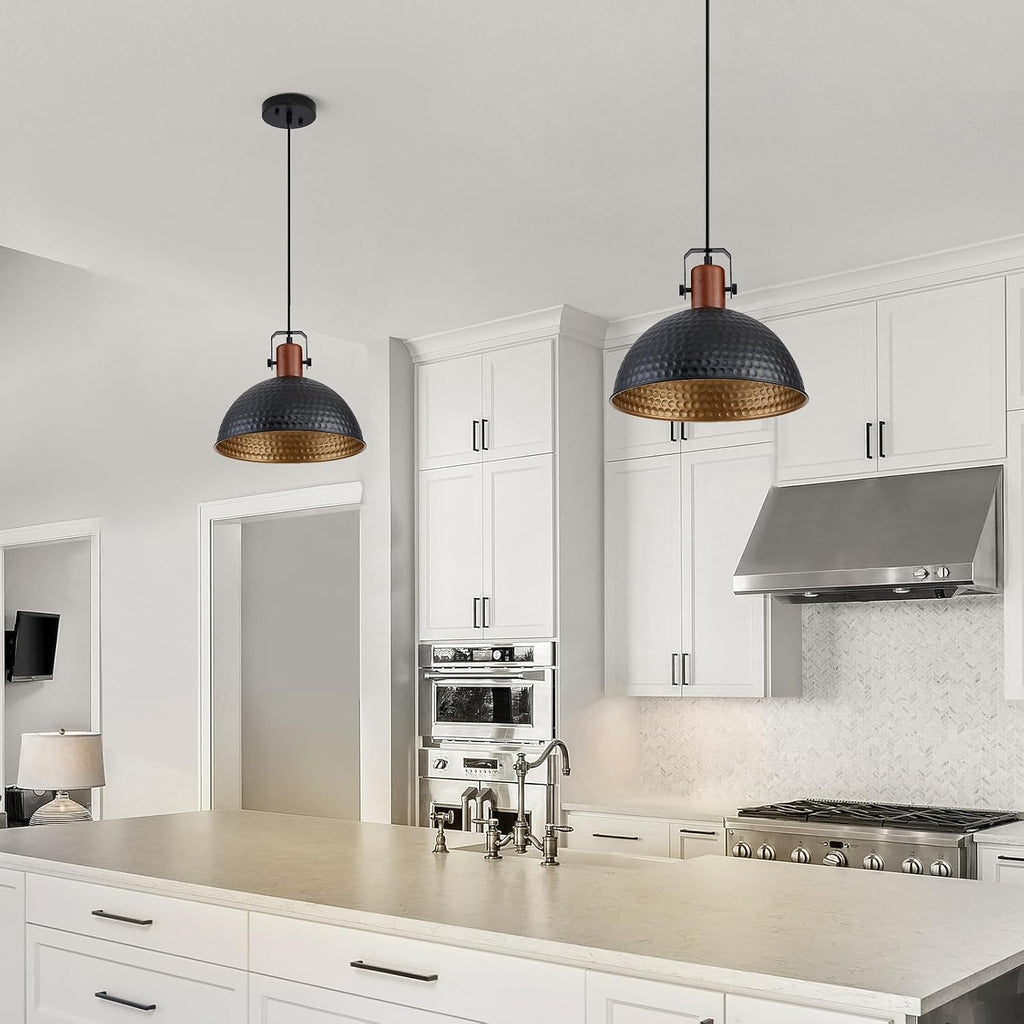 Industrial Hammered Dome Pendant Lights 2-Pack