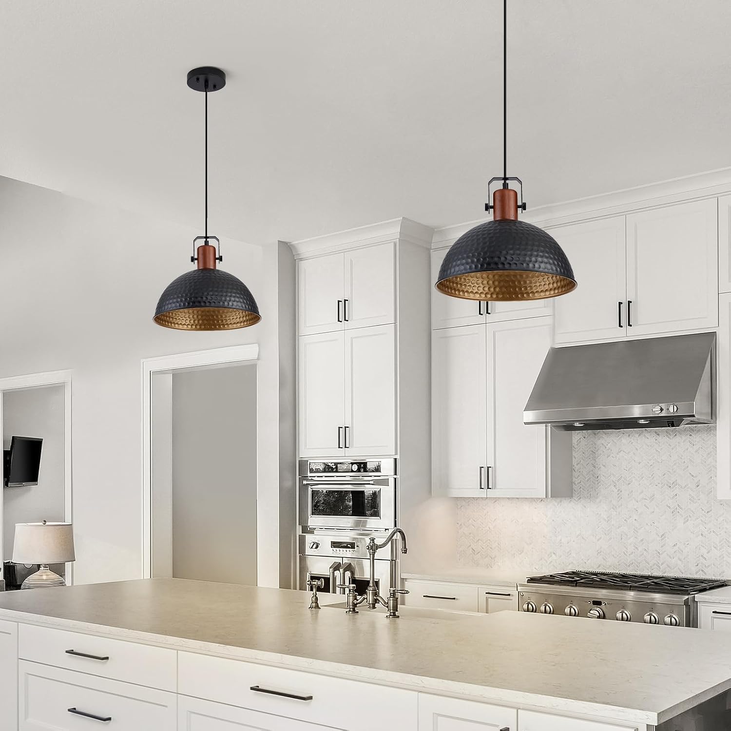 Industrial Hammered Dome Pendant Lights 2-Pack