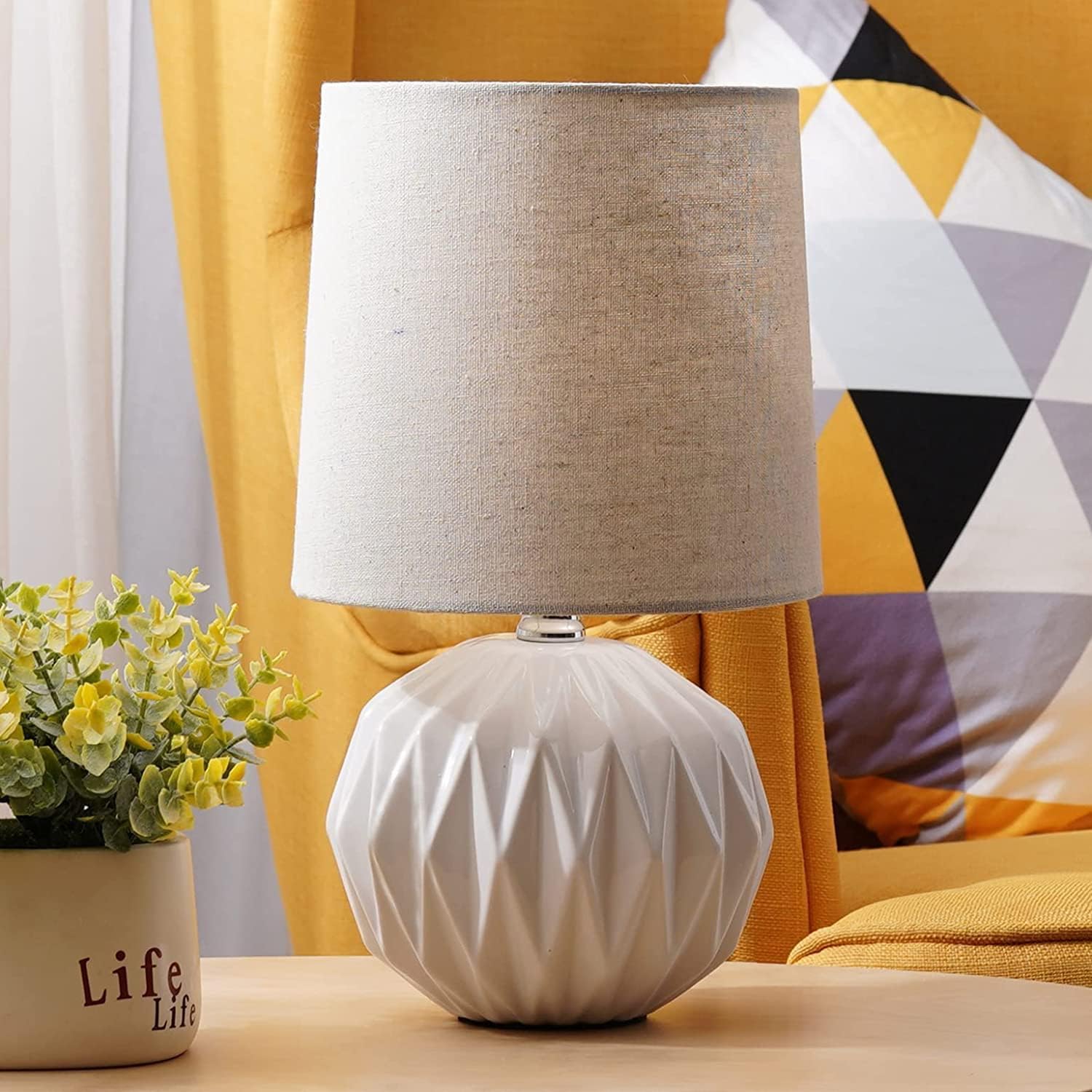 White Ceramic Textured Table Lamp