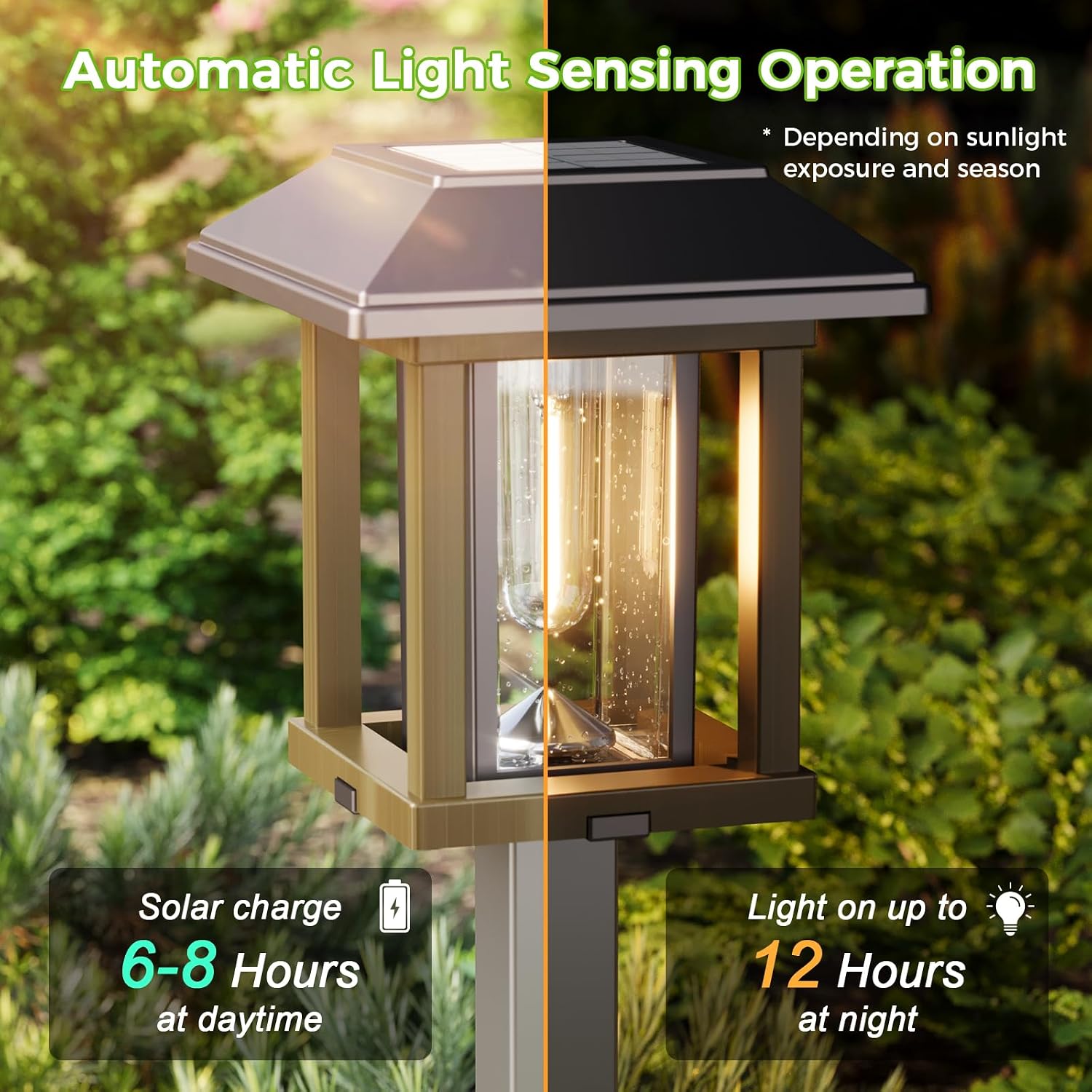 4-Pack Vintage Glass Metal Solar Pathway Lights