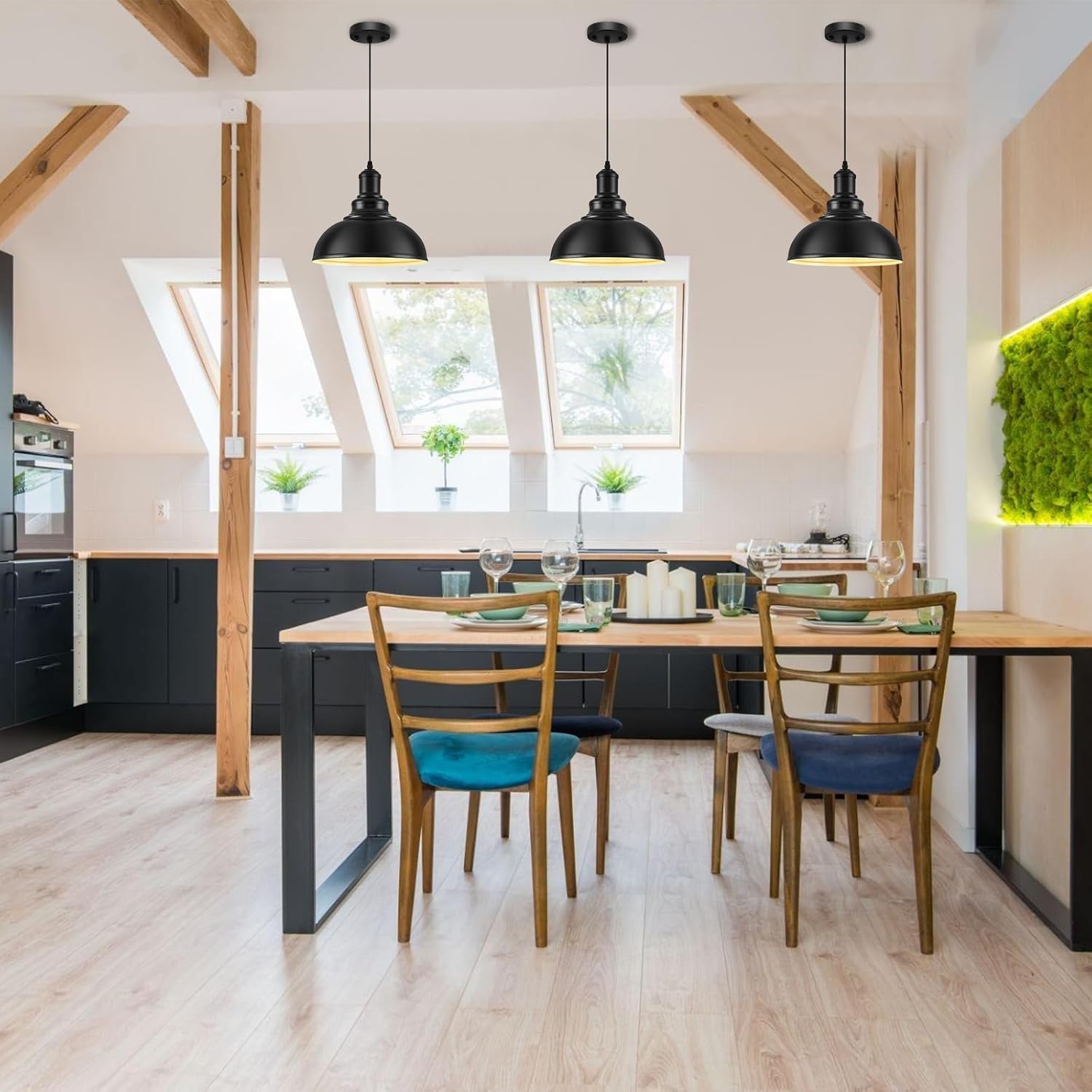 Farmhouse Matte Black Metal Pendant Light