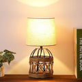 Boho Rattan Bedside Table Lamp