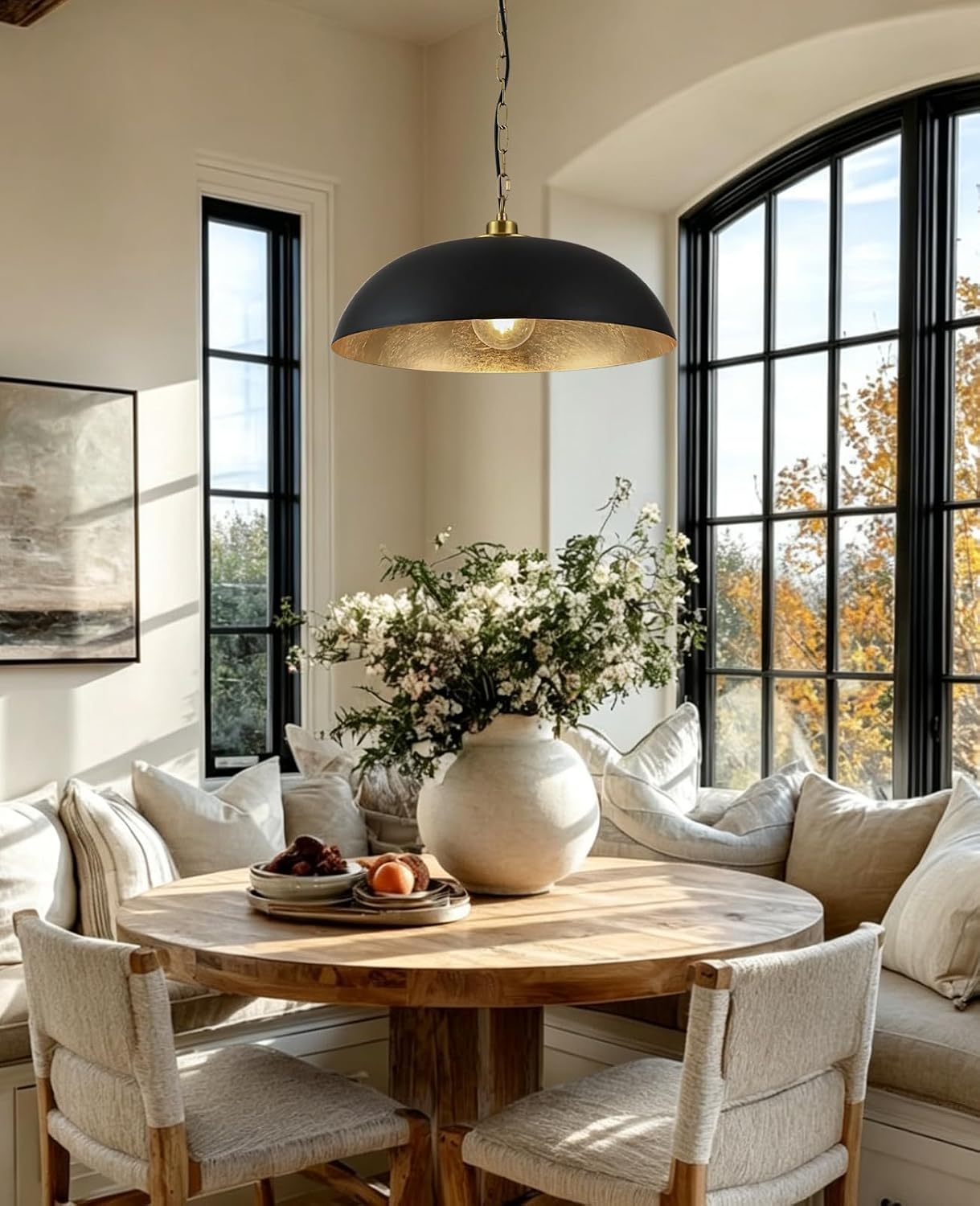 Black Gold Interior Dome Pendant Light