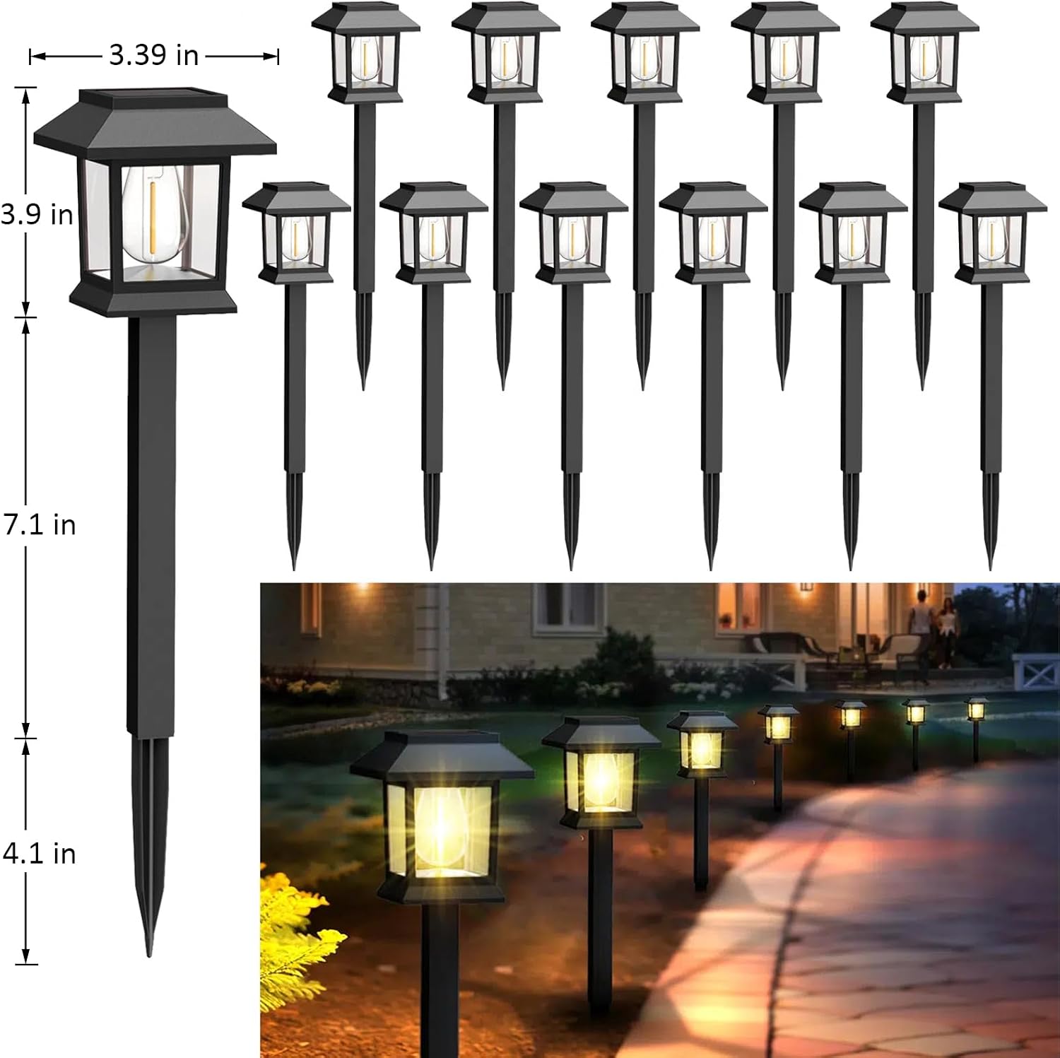 12-Pack Solar Pathway Garden Lights