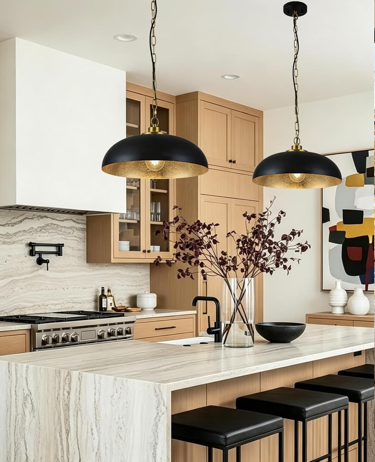 Black Gold Interior Dome Pendant Light