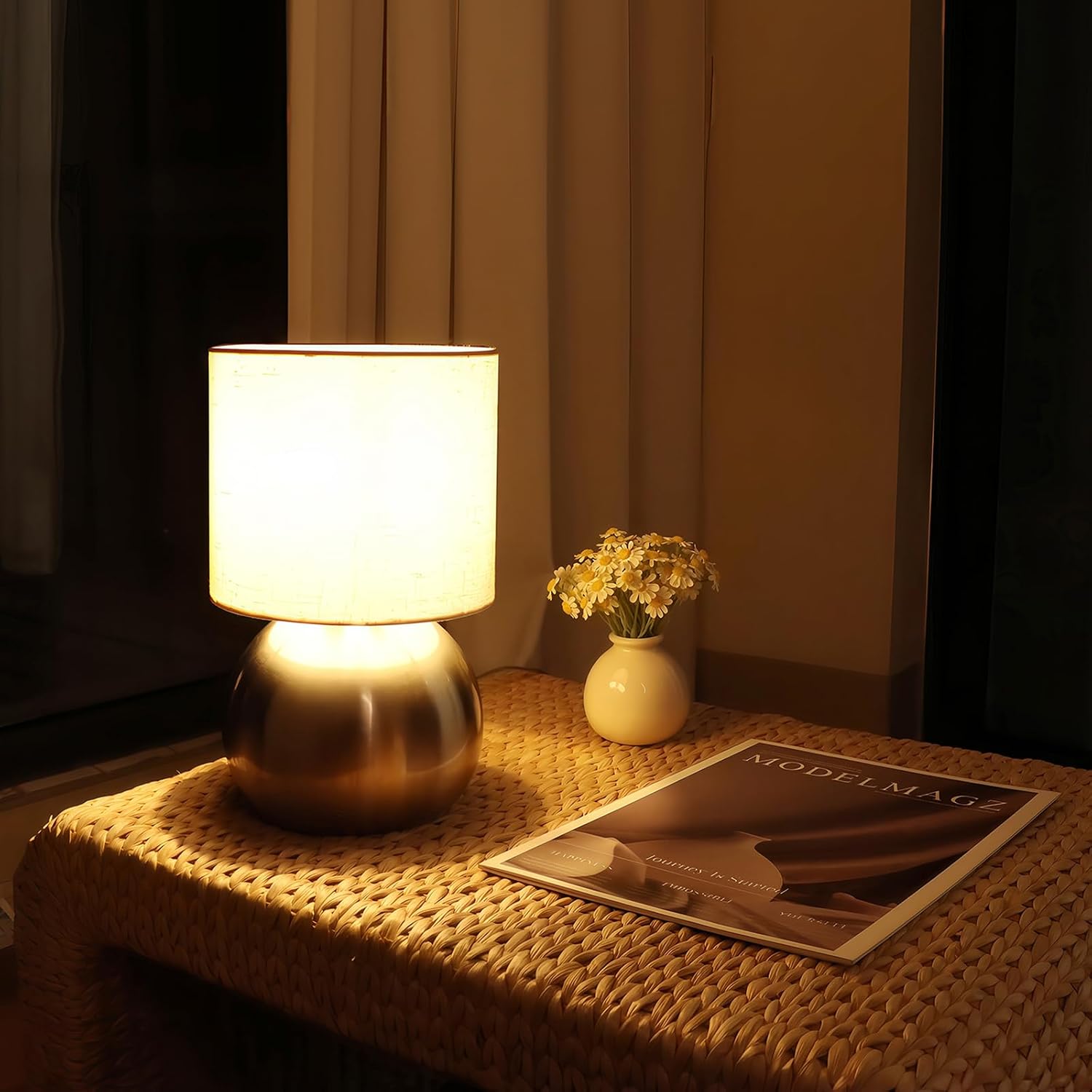Golden Linen Shade Table Lamp