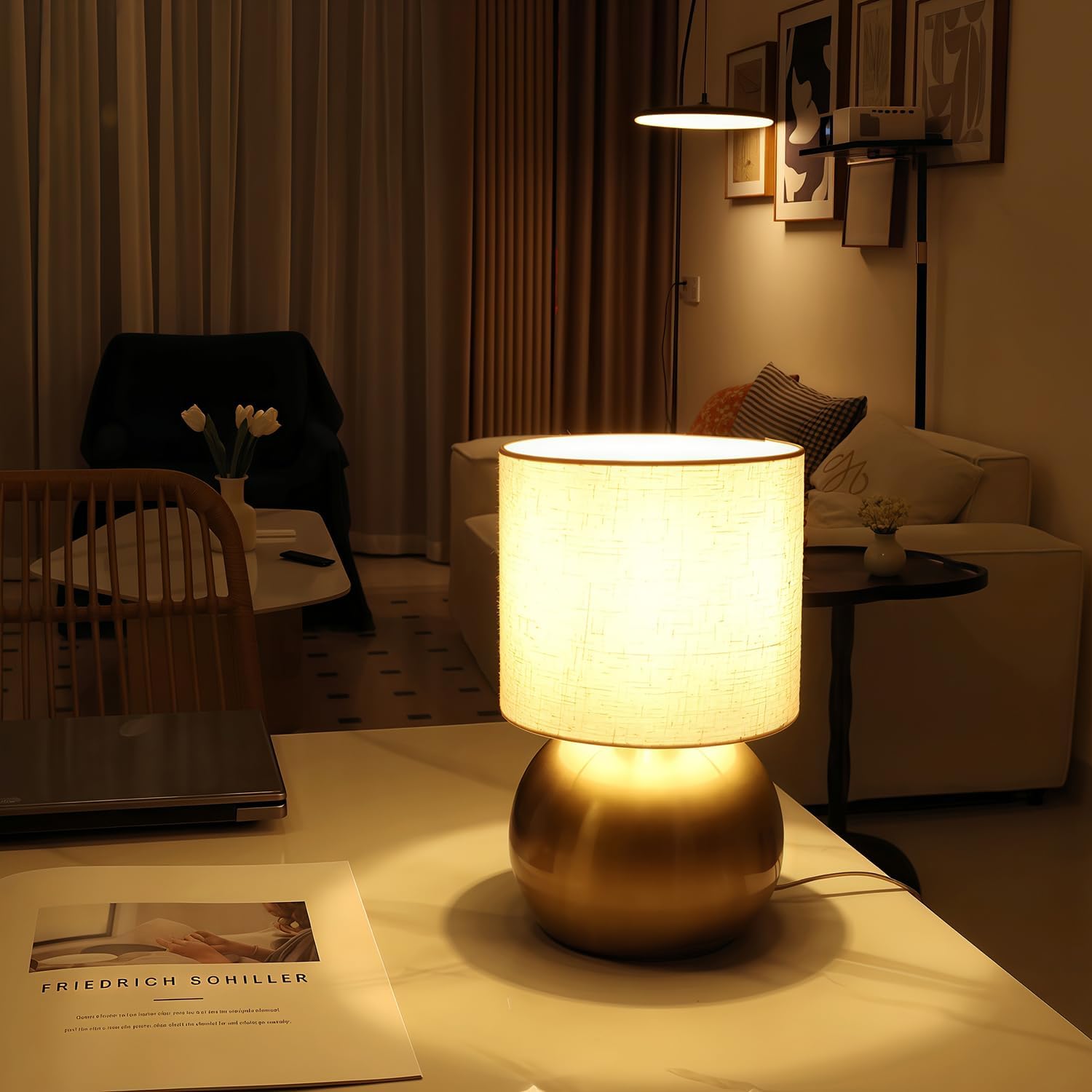 Golden Linen Shade Table Lamp