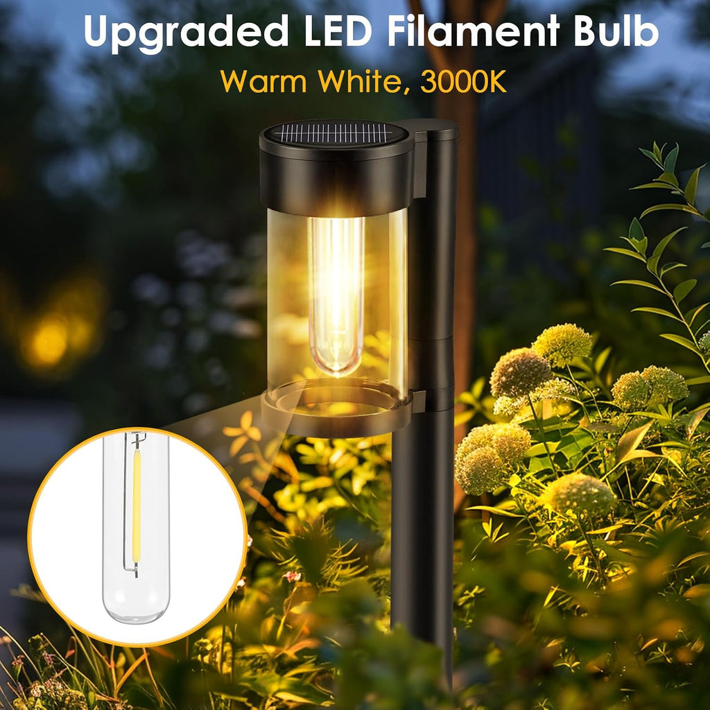10-Pack Metal Glass Solar Pathway Lights