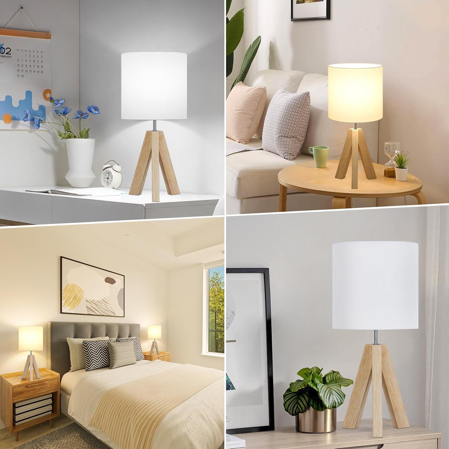 Wood Tripod Boho Table Lamp