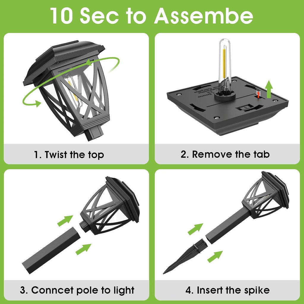 10-Pack Waterproof Solar Pathway Lights