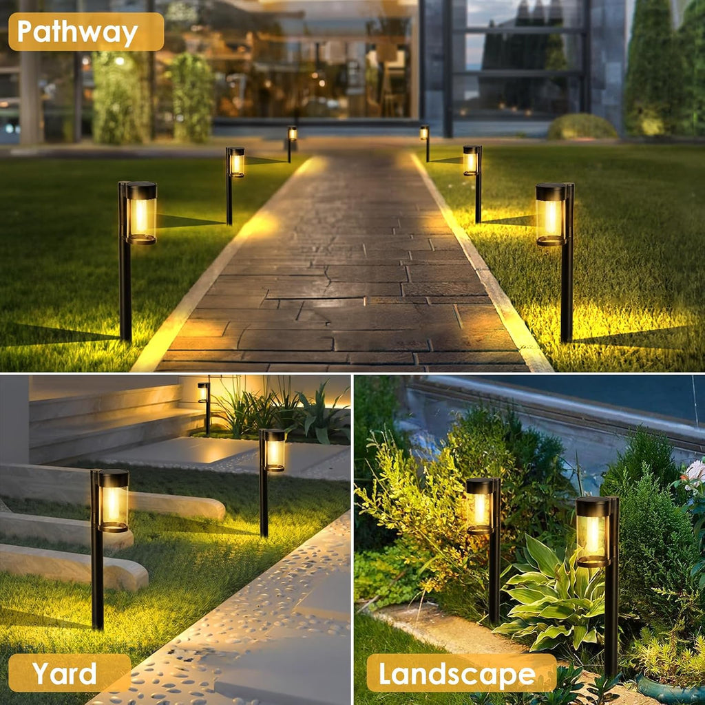 10-Pack Metal Glass Solar Pathway Lights