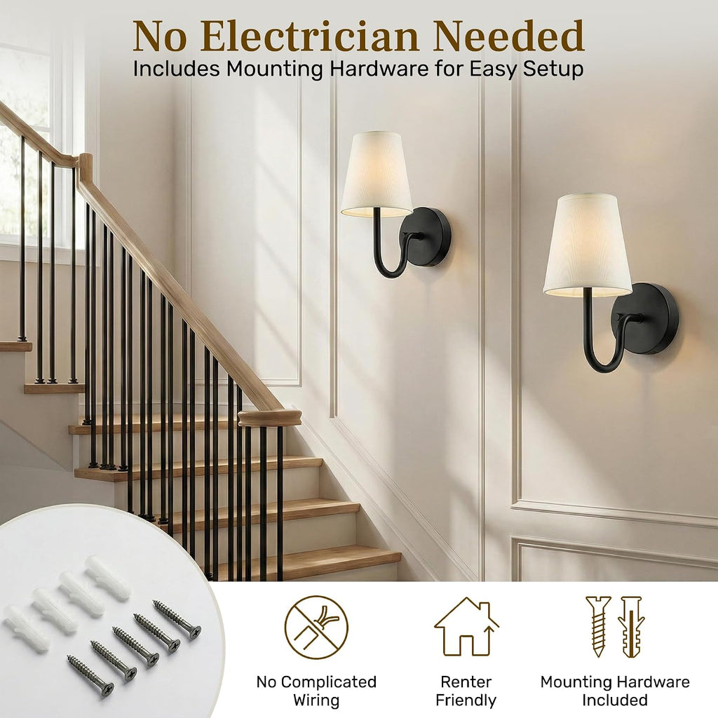 2-Pack Black Rechargeable Wall Sconces