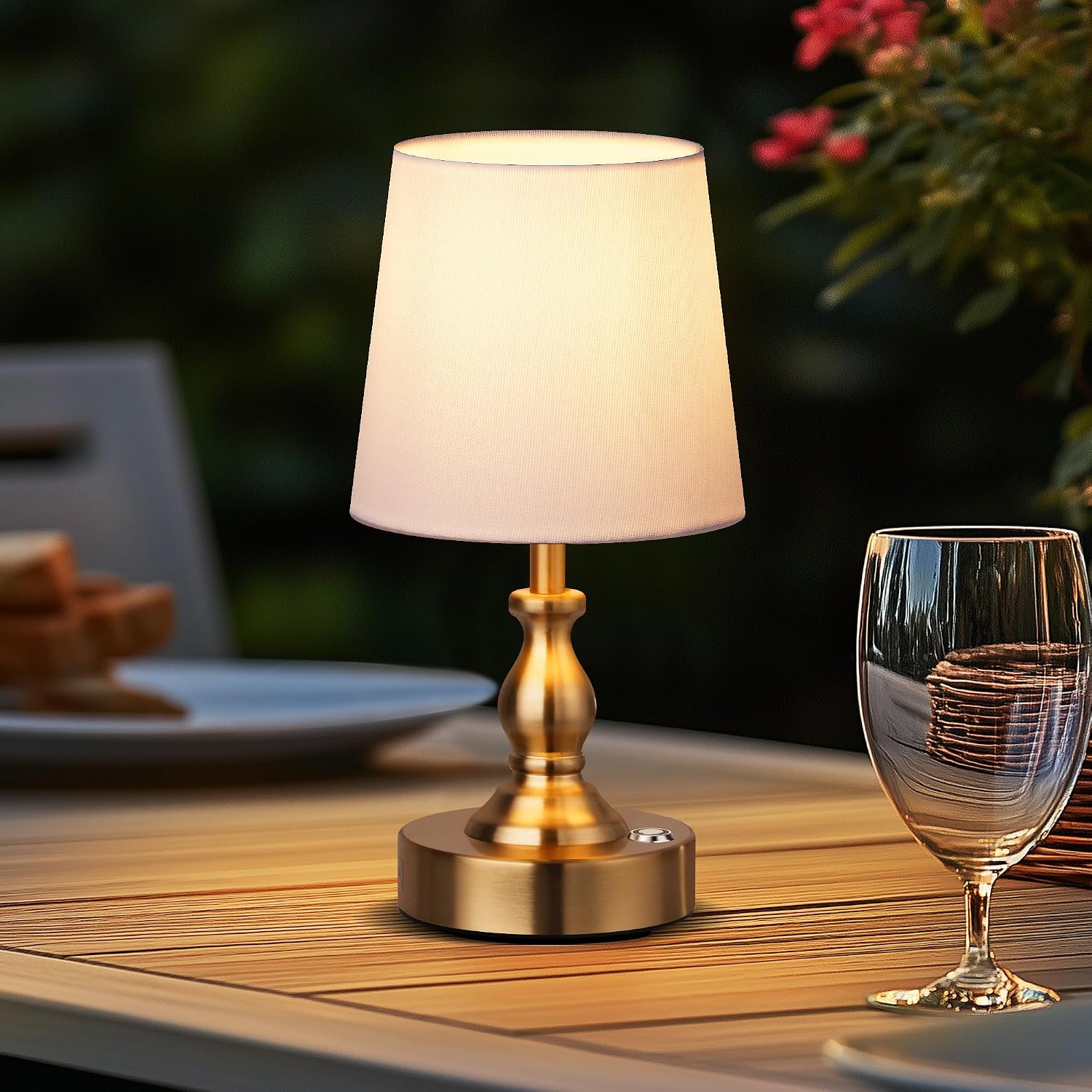 Antique Brass Cordless Mini Table Lamp