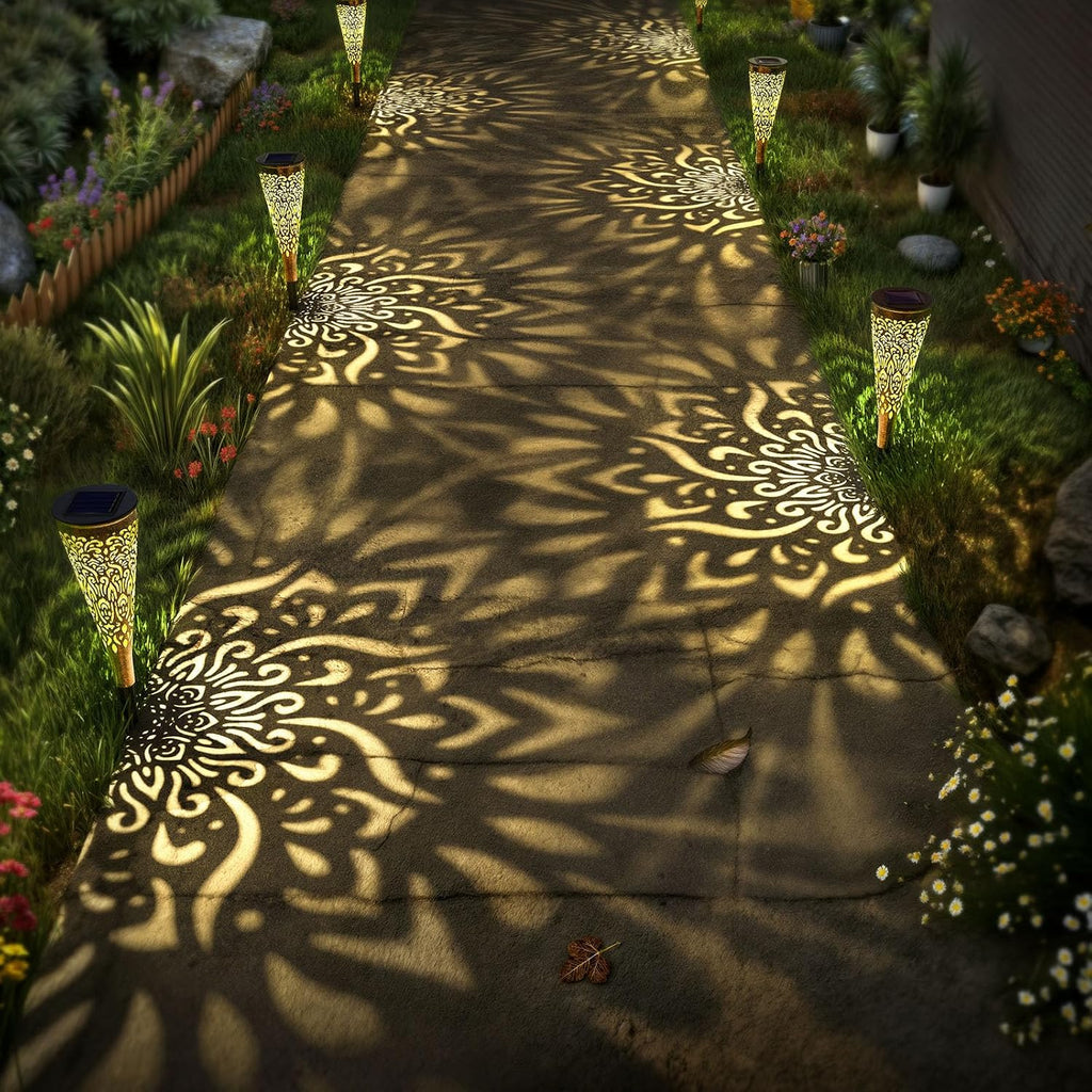 6-Pack Mandala Solar Garden Path Lights