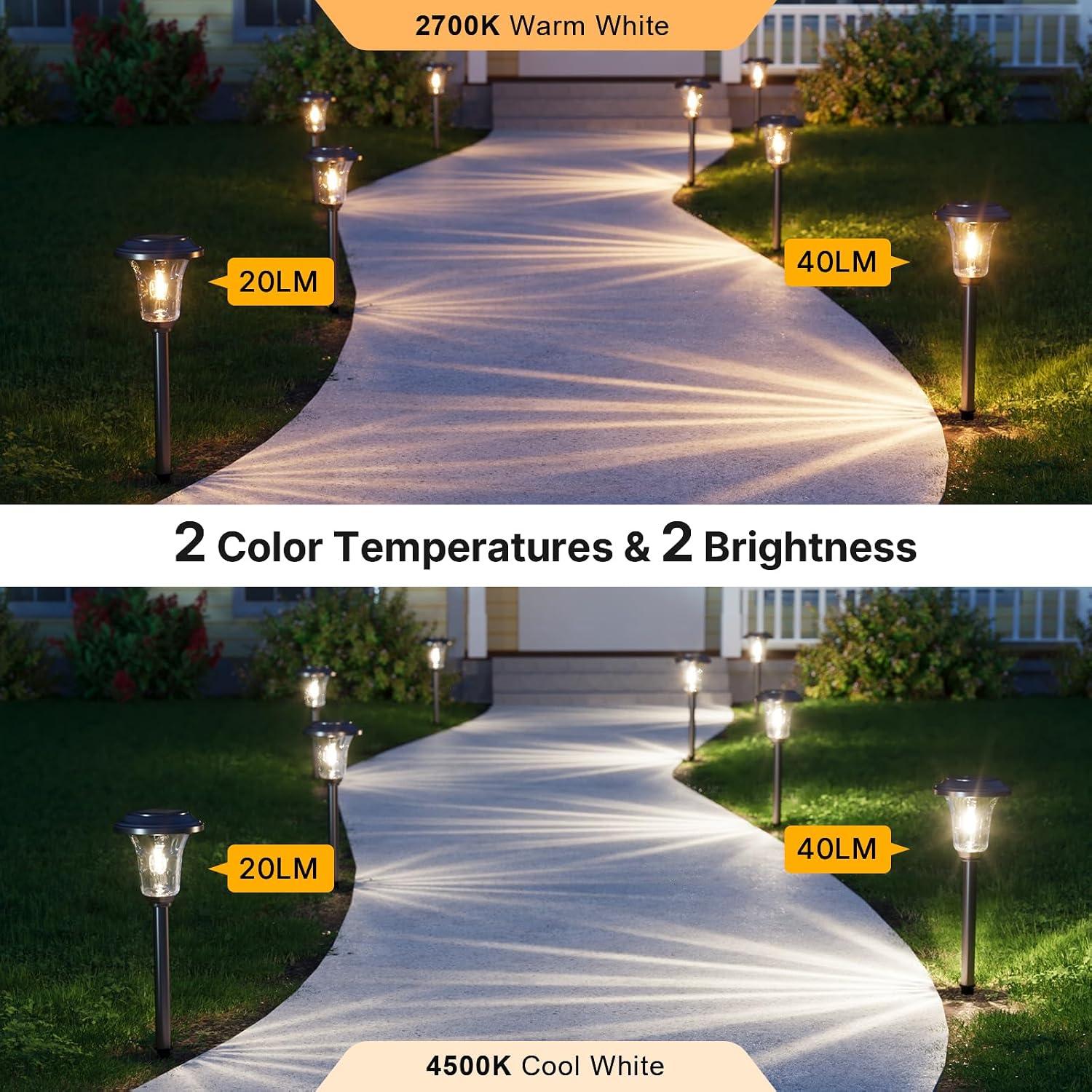 6-Pack Metal Glass Solar Pathway Lights