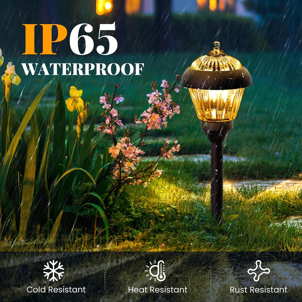 4-Pack Bronze Glass Metal Solar Pathway Lights