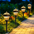 4-Pack Bronze Glass Metal Solar Pathway Lights