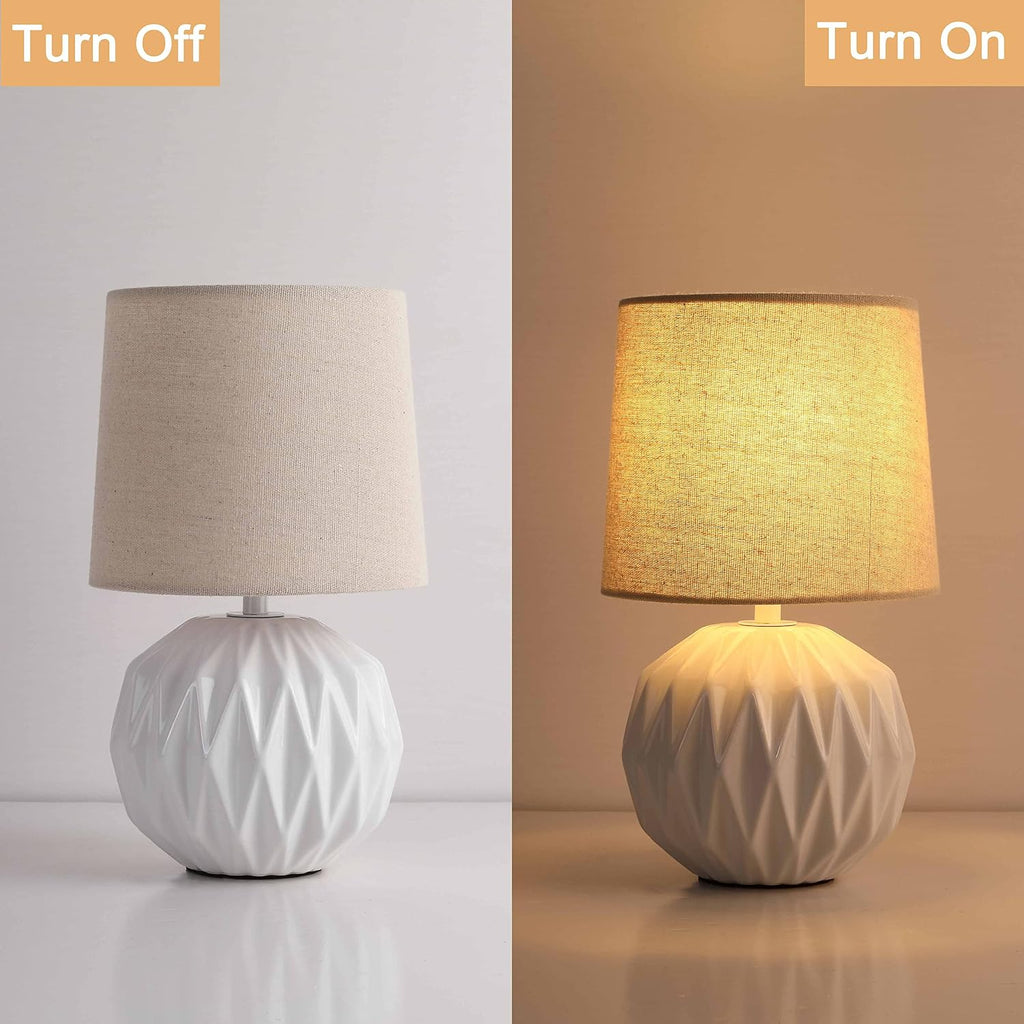 White Ceramic Textured Table Lamp