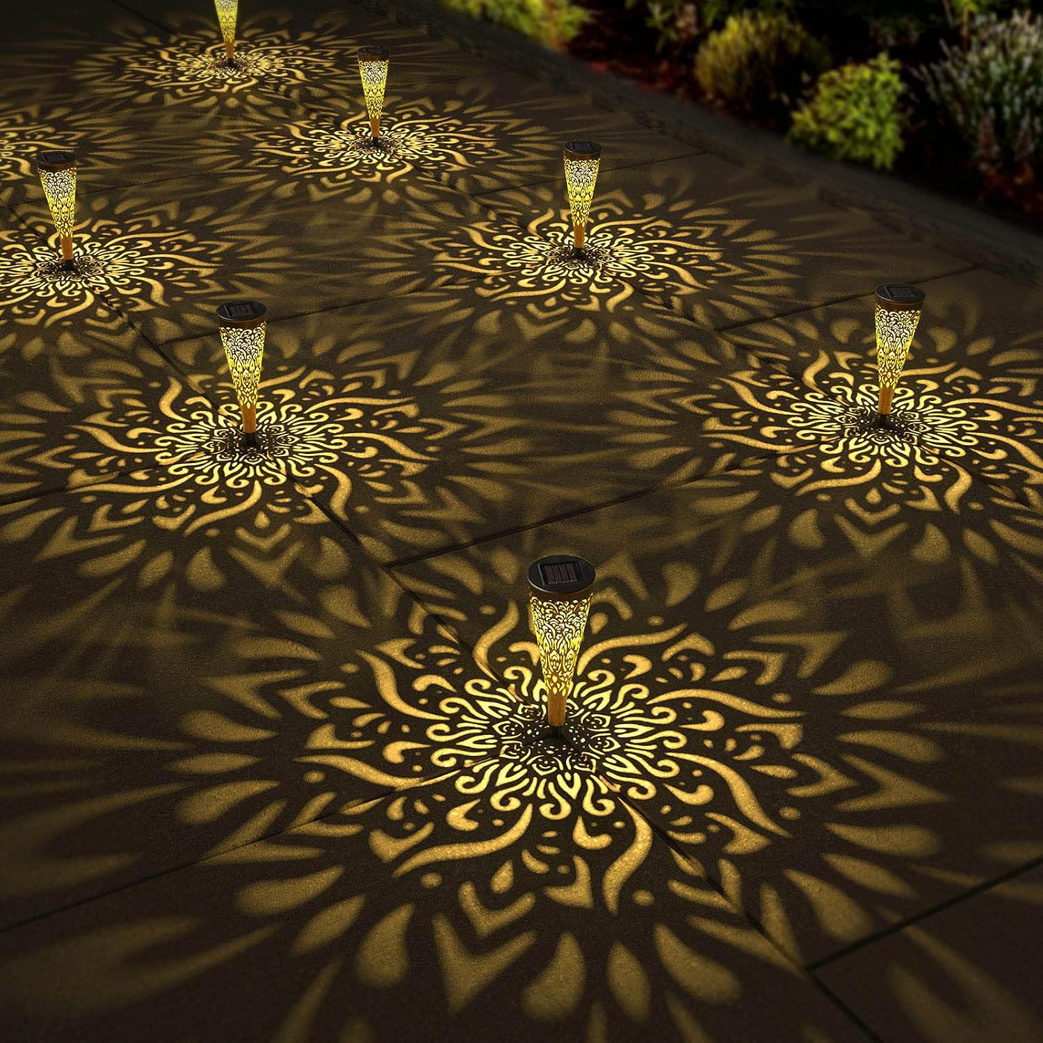 6-Pack Mandala Solar Garden Path Lights